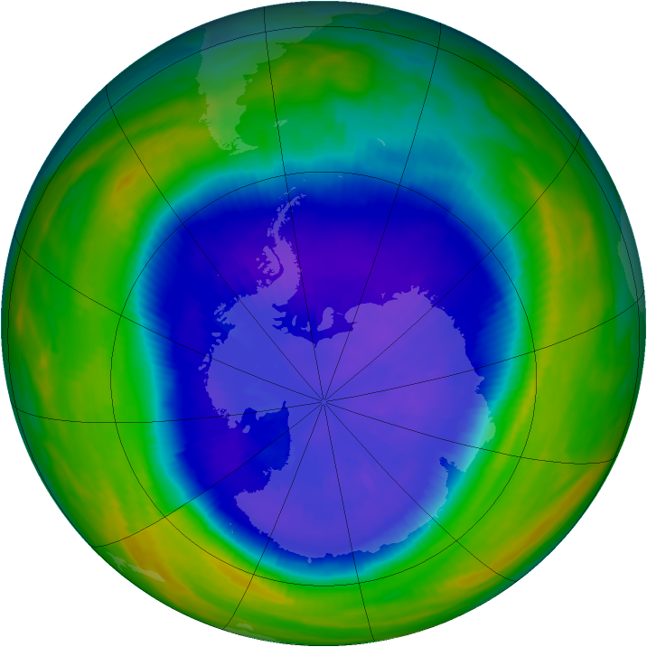 Antarctic ozone map for 19 September 1992